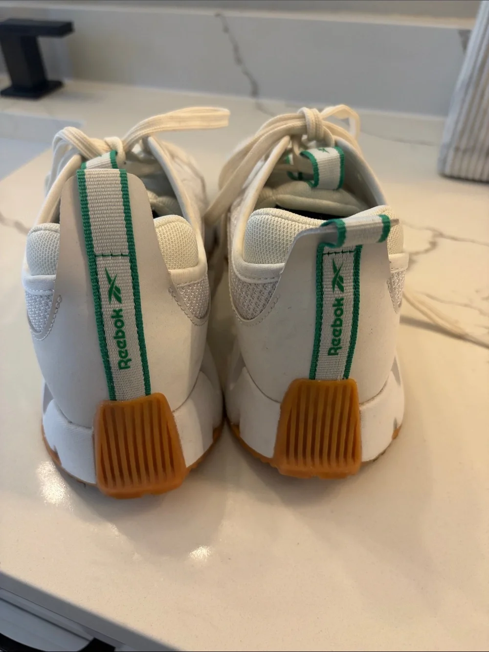 Reebok White Athletic Sneakers with Green Accents